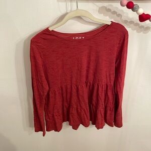 Loft red peplum top